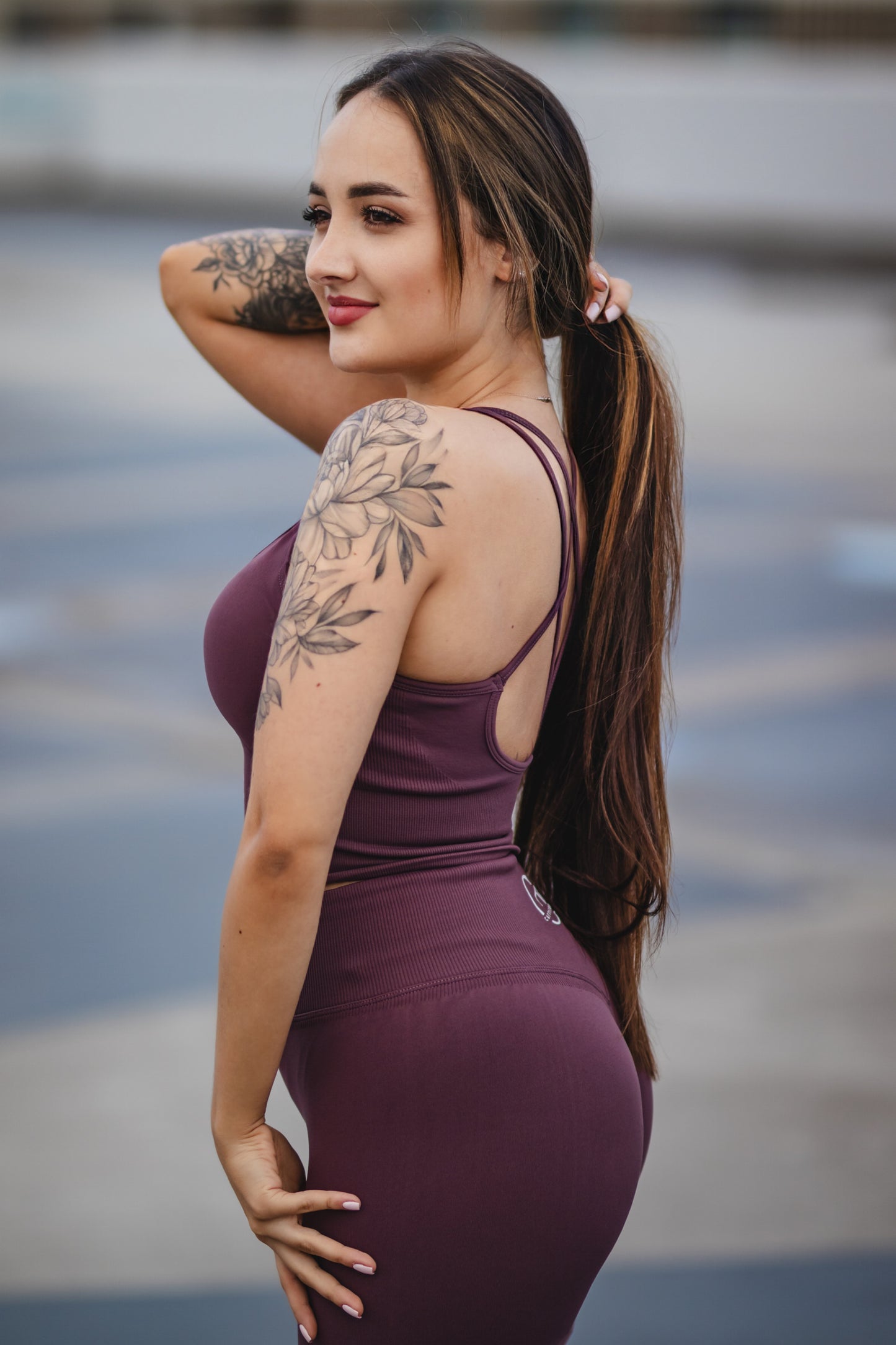 Focus Leggings Dunkelrot